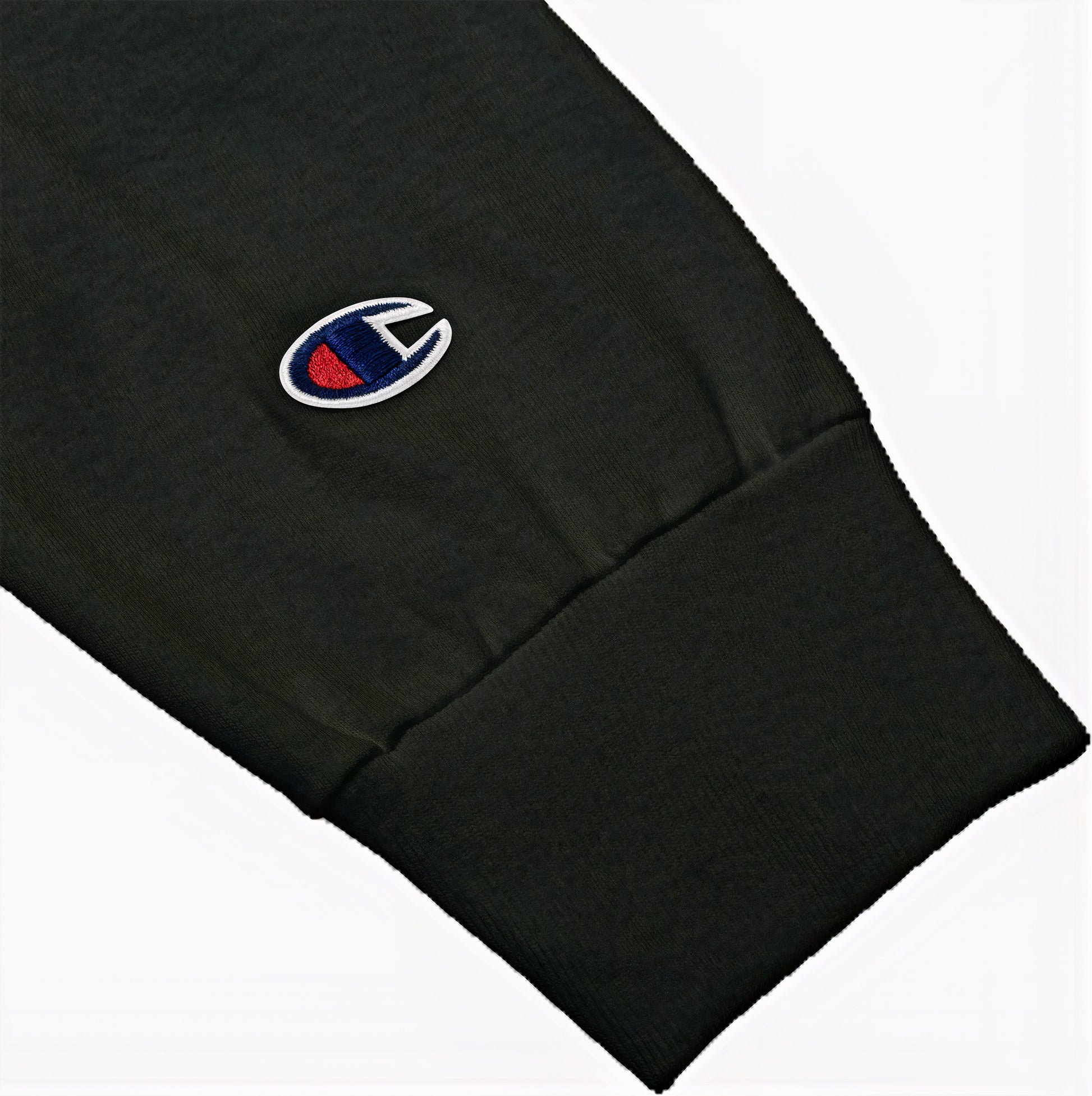 Black long sleeve tee from Champion x Focus Rich Clothing “Motivated” collection with symbols of focus, growth, and transformation