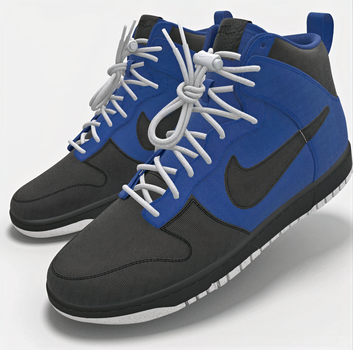 Nike x Focus Rich Clothing Air Focus Dunks in blue and black with "FOCUS" lettering on the back heel – limited collab sneaker