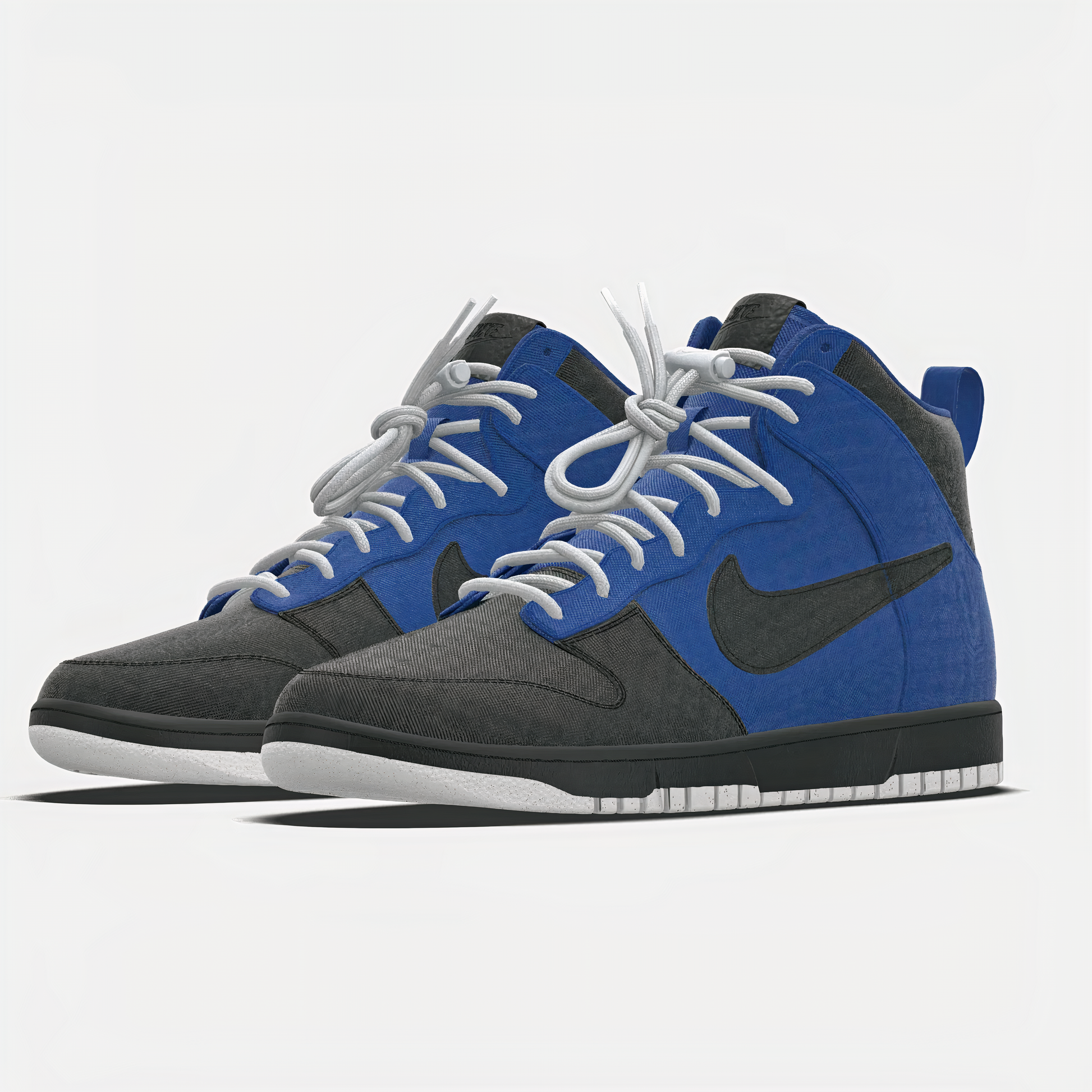 Nike x Focus Rich Clothing Air Focus Dunks in blue and black with "FOCUS" lettering on the back heel – limited collab sneaker